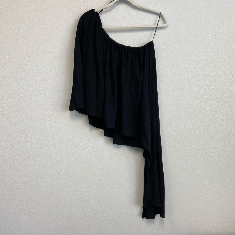Zara Asymmetrical One Sleeve Flowy Blouse Size XL - Picture 4 of 16